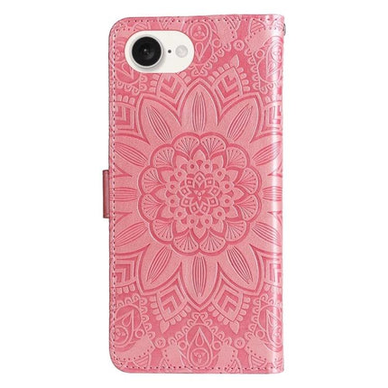 Embossed Sunflower Leather Phone Case With Card Slots for Everyday On The Go For Daily Errands - pink embossed sunflower wallet phone case with card slots