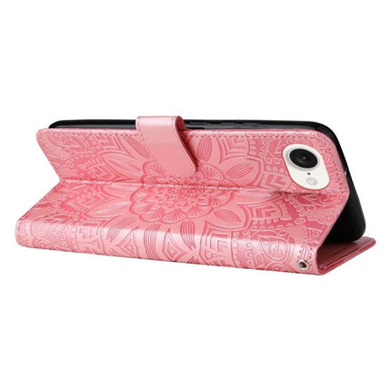 Embossed Sunflower Leather Phone Case With Card Slots for Everyday On The Go For Daily Errands pink embossed sunflower wallet case with kickstand