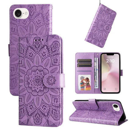 Embossed Sunflower Leather Phone Case With Card Slots for Everyday On The Go For Daily Errands