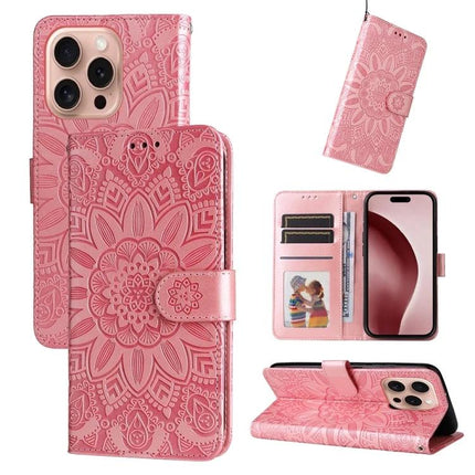 Embossed Sunflower Leather Phone Case For Daily Carry Everyday Protection And Subtle Style pink wallet folio with card slots and magnetic closure