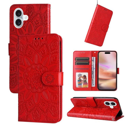 Embossed Sunflower Leather Phone Case For Daily Carry Everyday Protection And Subtle Style red embossed wallet phone case with card slots and stand