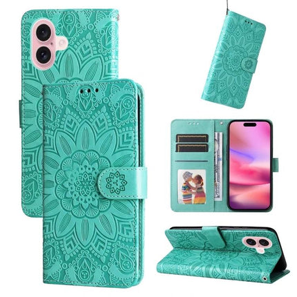 Leather Phone Case With Sunflower Design For Everyday Carry And Card Storage For Daily Essentials — teal floral wallet phone case with card slots