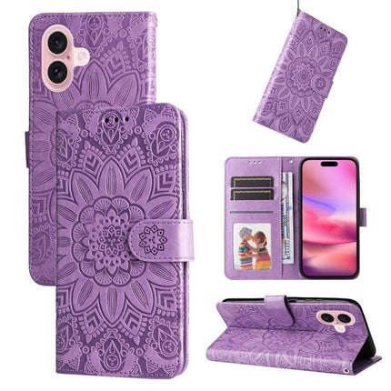 Leather Phone Case With Sunflower Design For Everyday Carry And Card Storage For Daily Essentials - purple wallet folio with card slots