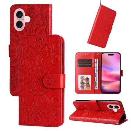 Leather Phone Case With Sunflower Design For Everyday Carry And Card Storage For Daily Essentials - red floral wallet folio with card slots