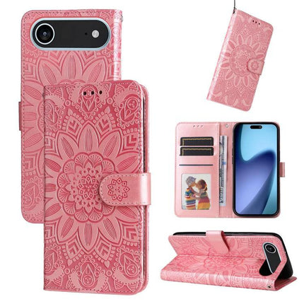 Embossed Sunflower Leather Phone Case For Daily Carry Everyday Protection And Subtle Style - pink embossed sunflower wallet phone case with card slots and stand