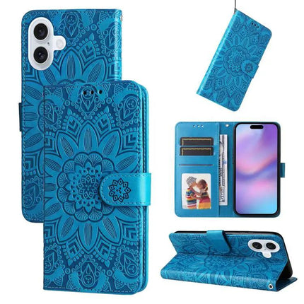 Embossed Sunflower Leather Phone Case With Card Slots for Everyday On The Go For Daily Errands