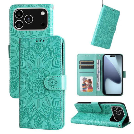 Embossed Sunflower Leather Phone Case With Card Slots for Everyday On The Go For Daily Errands