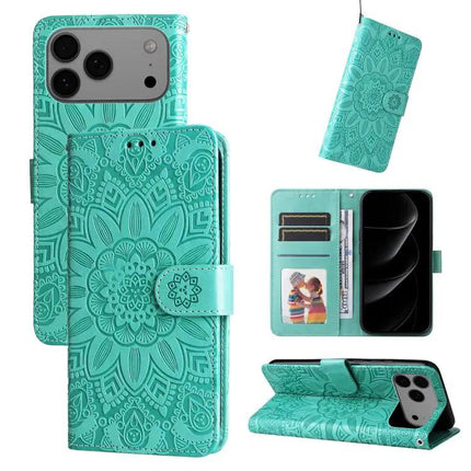 Embossed Sunflower Leather Phone Case With Card Slots for Everyday On The Go For Daily Errands
