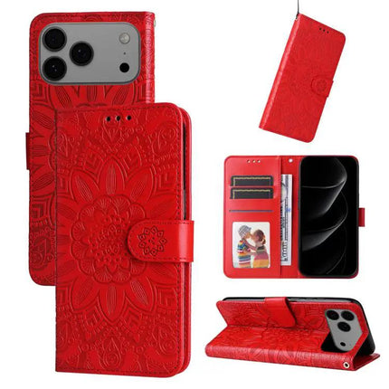 Embossed Sunflower Leather Phone Case With Card Slots for Everyday On The Go For Daily Errands
