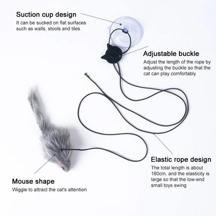 Hanging Cat Toy for Everyday Indoor Play and Fun - suction cup adjustable buckle elastic rope mouse shape for apartment cats