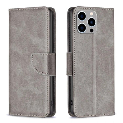Daily Flip Leather Case For iPhone Everyday Protection with gray PU leather, card slots, magnetic closure and built-in stand for hands-free viewing