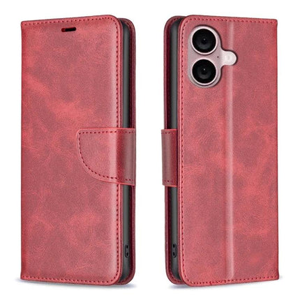Leather Phone Case With Card Slot For Daily Protection in red PU leather wallet style with TPU core, card slots and lanyard for everyday use