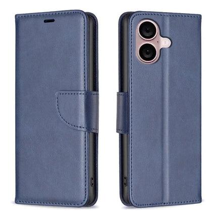 Leather Phone Case With Card Slot For Daily Protection in blue PU leather with TPU core, magnetic wallet flap, card slots and lanyard