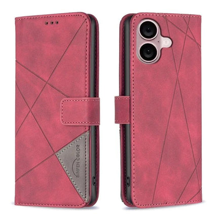 Leather Phone Case For Daily Use slim PU leather wallet case with TPU interior, horizontal stand and magnetic closure in rose red