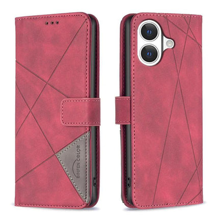 Everyday Leather Phone Case, PU Leather pink geometric wallet case with built-in stand and magnetic closure