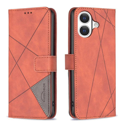Everyday Leather Phone Case, PU Leather slim folio with built-in holder, orange geometric PU leather and TPU core for pocket-safe protection