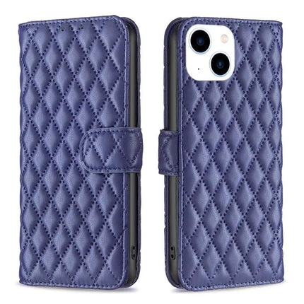 Diamond Lattice Wallet Flip Case With Stand For Iphone 15