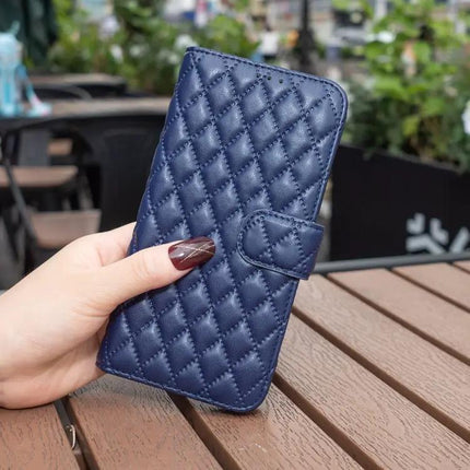 Diamond Lattice Wallet Flip Case With Stand For Iphone 15