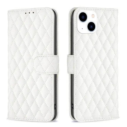 Diamond Lattice Wallet Flip Case With Stand For Iphone 15