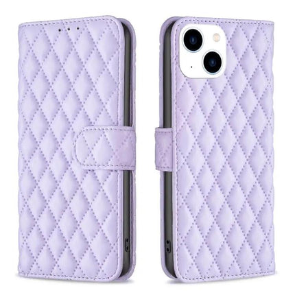 Diamond Lattice Wallet Flip Case With Stand For Iphone 15