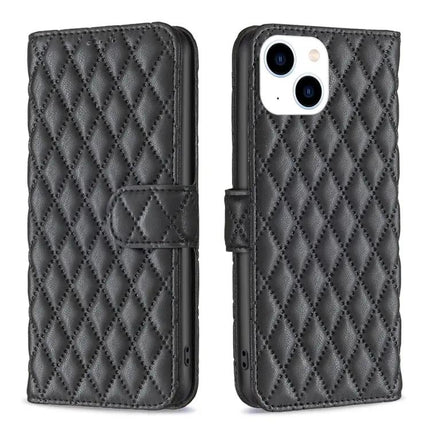 Diamond Lattice Wallet Flip Case With Stand For Iphone 15