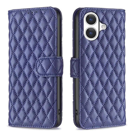 Diamond Lattice Wallet Flip Leather Phone Case With Stand