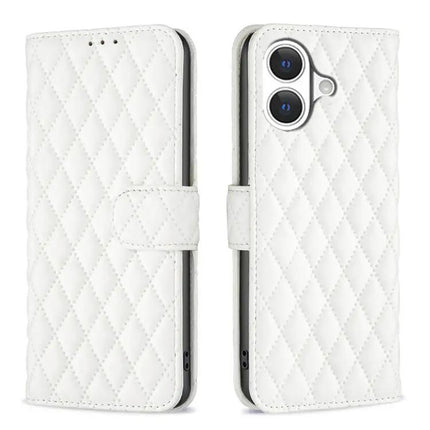 Diamond Lattice Wallet Flip Leather Phone Case With Stand
