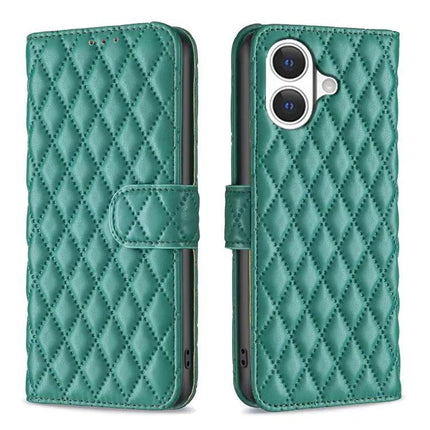 Diamond Lattice Wallet Flip Leather Phone Case With Stand