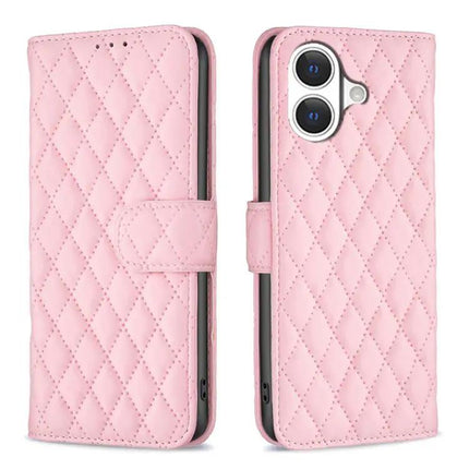 Diamond Lattice Wallet Flip Leather Phone Case With Stand