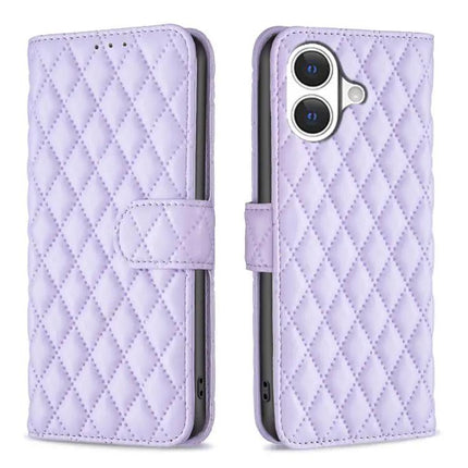 Diamond Lattice Wallet Flip Leather Phone Case With Stand