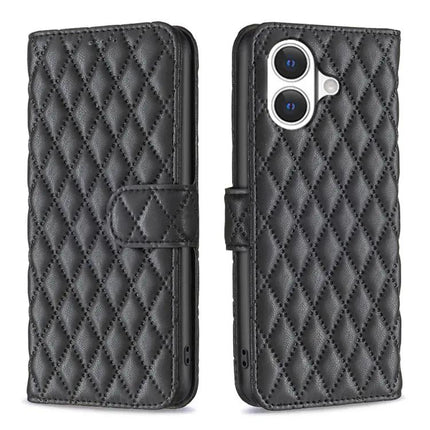 Diamond Lattice Wallet Flip Leather Phone Case With Stand