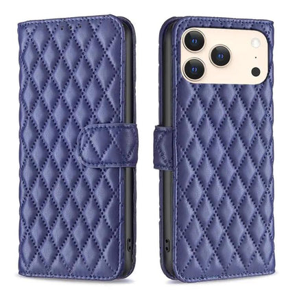 Diamond Lattice Wallet Flip Leather Phone Case With Stand