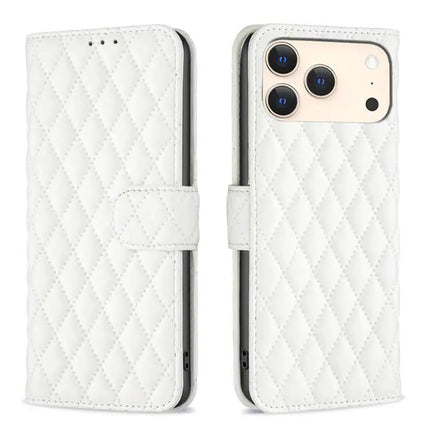 Diamond Lattice Wallet Flip Leather Phone Case With Stand