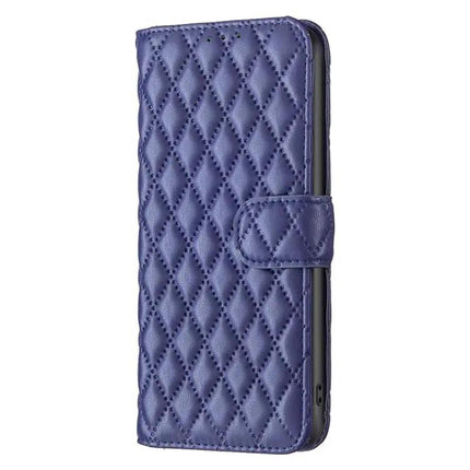Diamond Lattice Wallet Flip Leather Phone Case With Stand