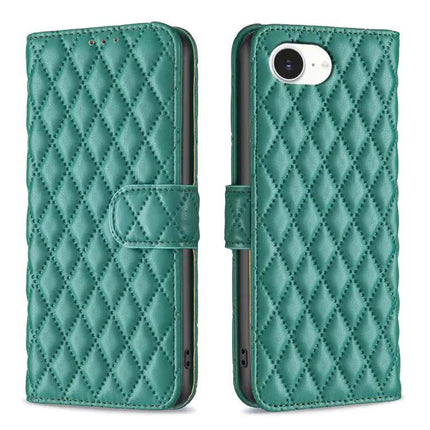 Diamond Lattice Wallet Flip Leather Phone Case With Stand