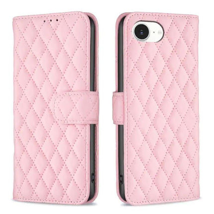 Diamond Lattice Wallet Flip Leather Phone Case With Stand