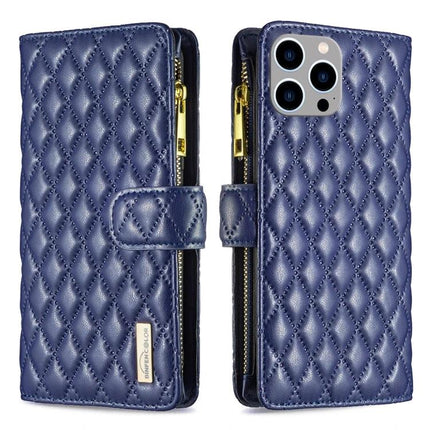 Essential Flip Wallet Phone Case for Everyday Essentials and Protection - navy quilted PU wallet case with zipper and card slots