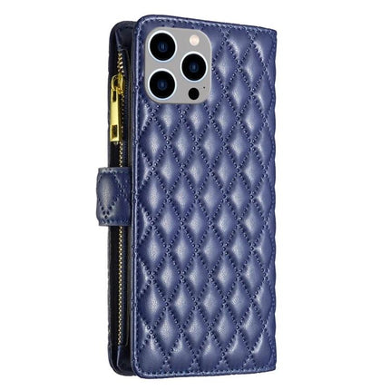 Essential Flip Wallet Phone Case for Everyday Essentials and Protection — navy quilted PU flip wallet with zipper and card slots