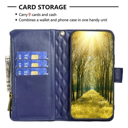 Essential Flip Wallet Phone Case for Everyday Essentials and Protection showing blue PU flip wallet with card slots and phone screen