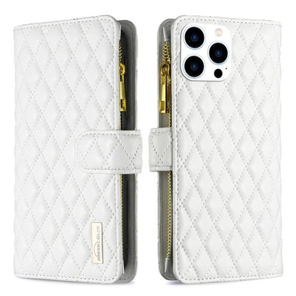 Essential Flip Wallet Phone Case for Everyday Essentials and Protection - white quilted PU wallet case with zipper and card slots