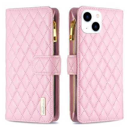 Essential Flip Wallet Phone Case for Everyday Essentials and Protection in pink quilted PU with card slots and zipper pocket