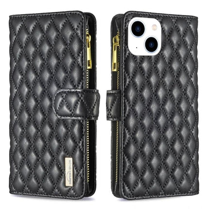 Essential Flip Wallet Phone Case for Everyday Essentials and Protection black quilted PU leather with gold zipper and card slots