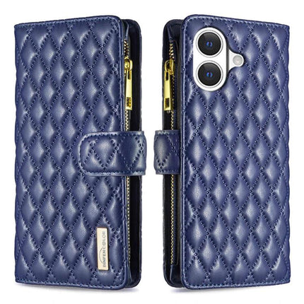 Leather Flip Case With Card Storage For Daily Phone Use On The Go Ideal For Commuters navy quilted leather wallet phone case with zipper and stand