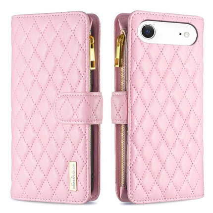 Leather Flip Case With Card Storage For Daily Phone Use On The Go Ideal For Commuters pink quilted wallet cover with zipper pocket and stand