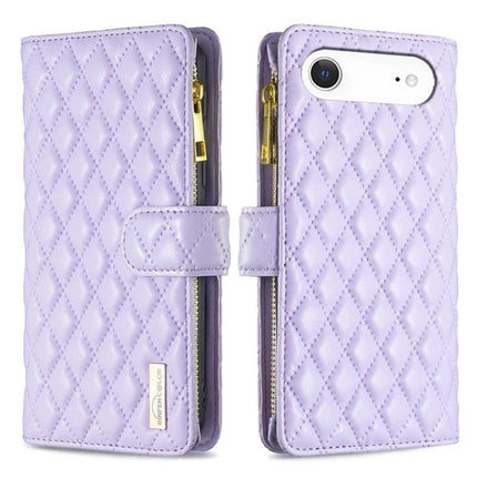 Leather Flip Case With Card Storage For Daily Phone Use On The Go Ideal For Commuters - quilted lavender wallet case with zipper pocket and magnetic closure