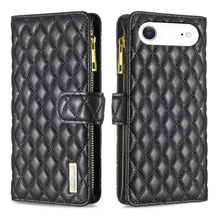 Leather Flip Case With Card Storage For Daily Phone Use On The Go Ideal For Commuters - quilted black leather wallet case with zipper and stand