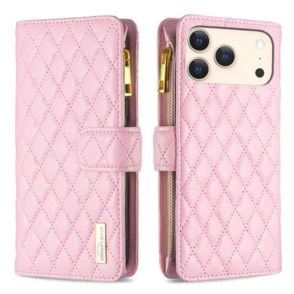 Leather Flip Case With Card Storage For Daily Phone Use On The Go Ideal For Commuters - pink quilted wallet folio with zipper pocket and stand