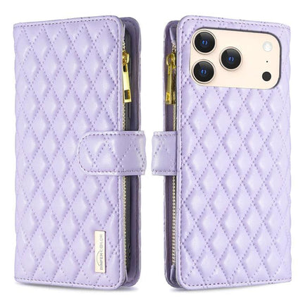 Leather Flip Case With Card Storage For Daily Phone Use On The Go Ideal For Commuters - quilted lavender wallet case with zipper, card slots and stand