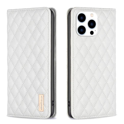 Protective Leather Flip Case For iPhone With Built In Stand For Everyday Use On The Go white quilted PU wallet case with camera cutout