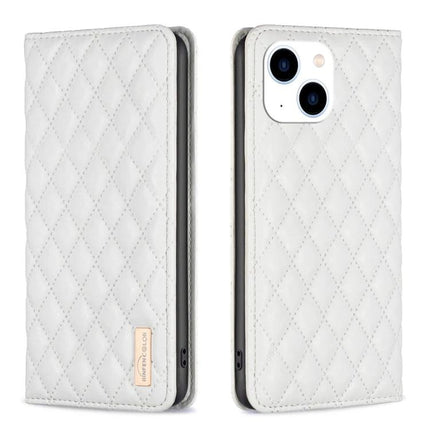 Protective Leather Flip Case For iPhone With Built In Stand For Everyday Use On The Go - white quilted PU wallet case with integrated stand